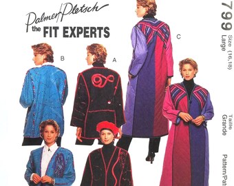 Coat or Jacket Sewing Pattern McCall's 7799 Size Large Embellished Outwear Palmer Pletsch