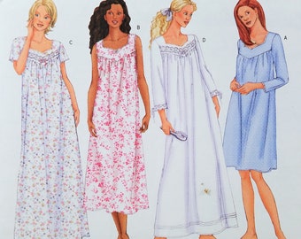 Nightgown Housedress or Caftan Pattern Butterick 6838 Size XS S M Loose Fit Nap Dress Loungewear Comfort Sewing