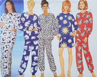 Vintage Pajamas or Loungewear Sewing Pattern Butterick 5214 Size XS S M Cozy PJs Easy to Sew