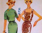 Vintage 1950s Wiggle Dress Pattern McCall's 5240 Bust 34 Factory Folded Sheath Dress Blouson Dress Pattern