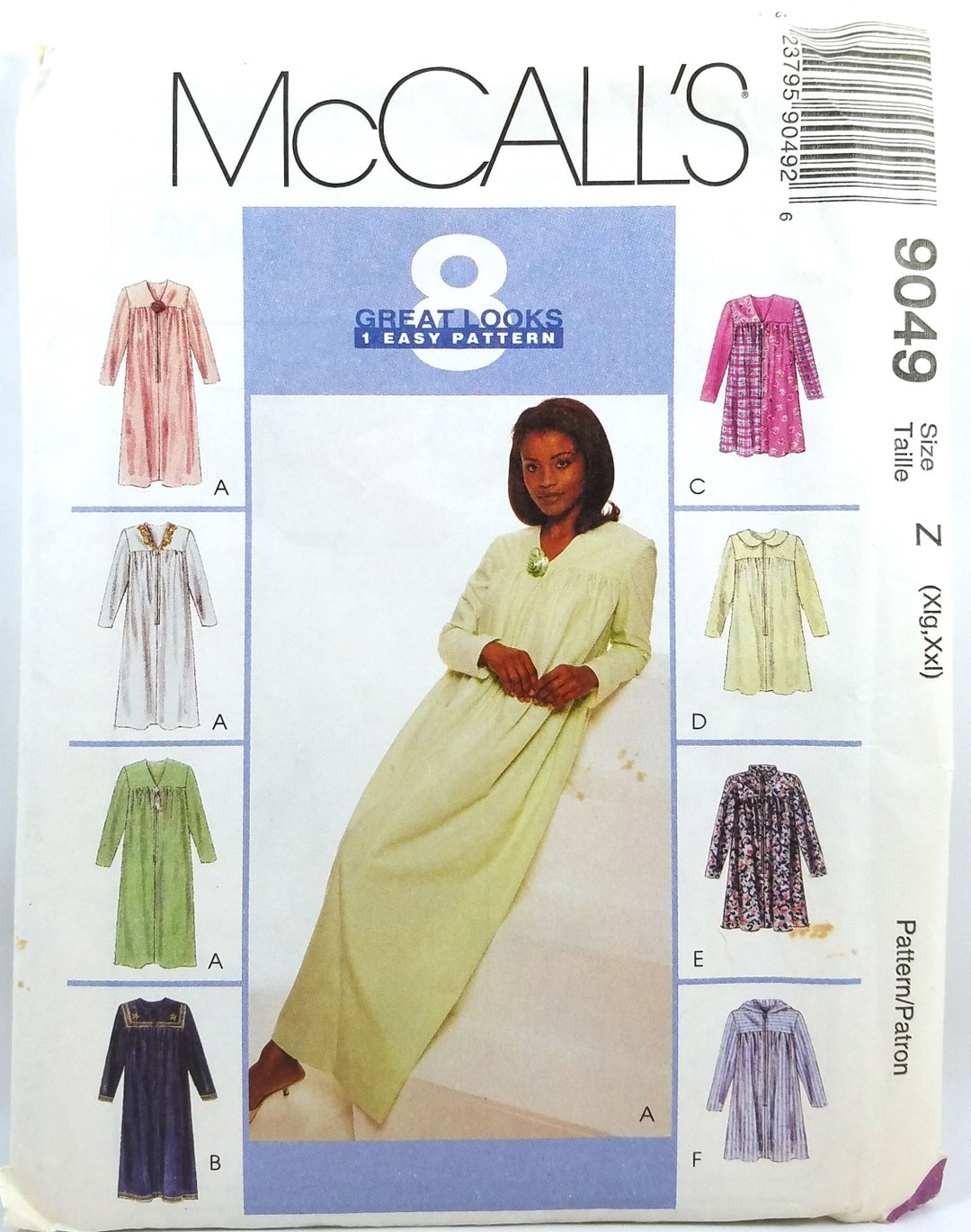 Robe or Housedress Sewing Pattern Mccall's 9049 Size XL XXL Easy to Sew ...