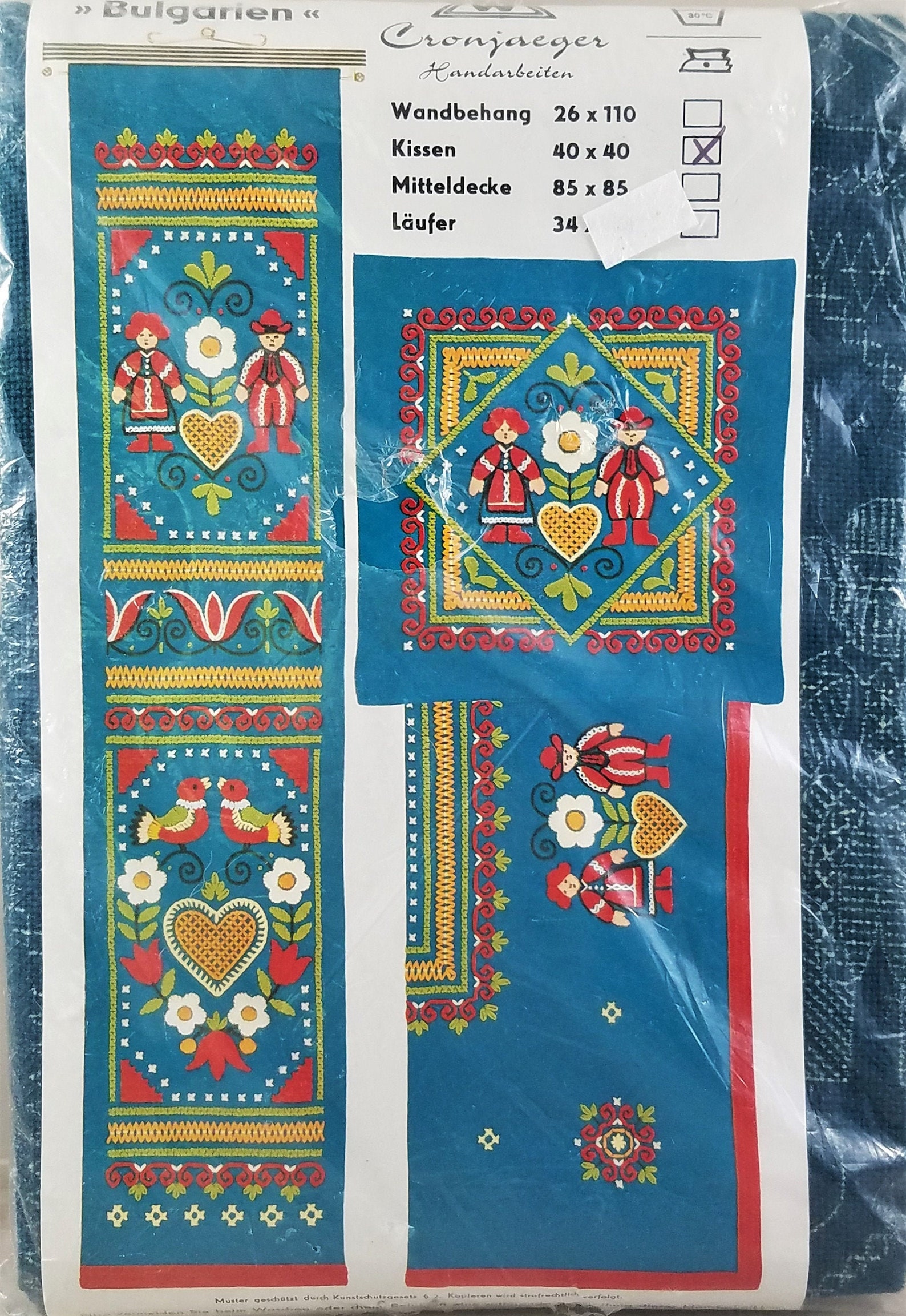 Vintage German Embroidery Kit Cronjaeger Bulgarian Embroidered Etsy