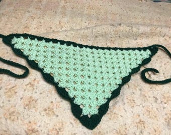 Crocheted Green Bandanna