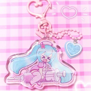 Love Ward Hatsune Miku Vocaloid  Glitter Acrylic  Epoxy Keychain and charm