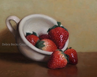 Cup of Strawberries, Reproduction Fine Art Print