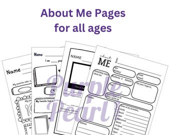 About Me Printables - print pages for all ages! Great for boys or girls ages 5-18. Get to Know You, Icebreaker, Pen Pal friendly!