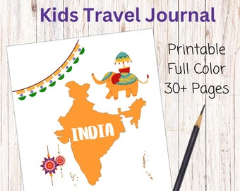 India Travel Journal Printable for Kids and Teens - document and write about your trip (real or virtual!) to India with 30+ full color pages