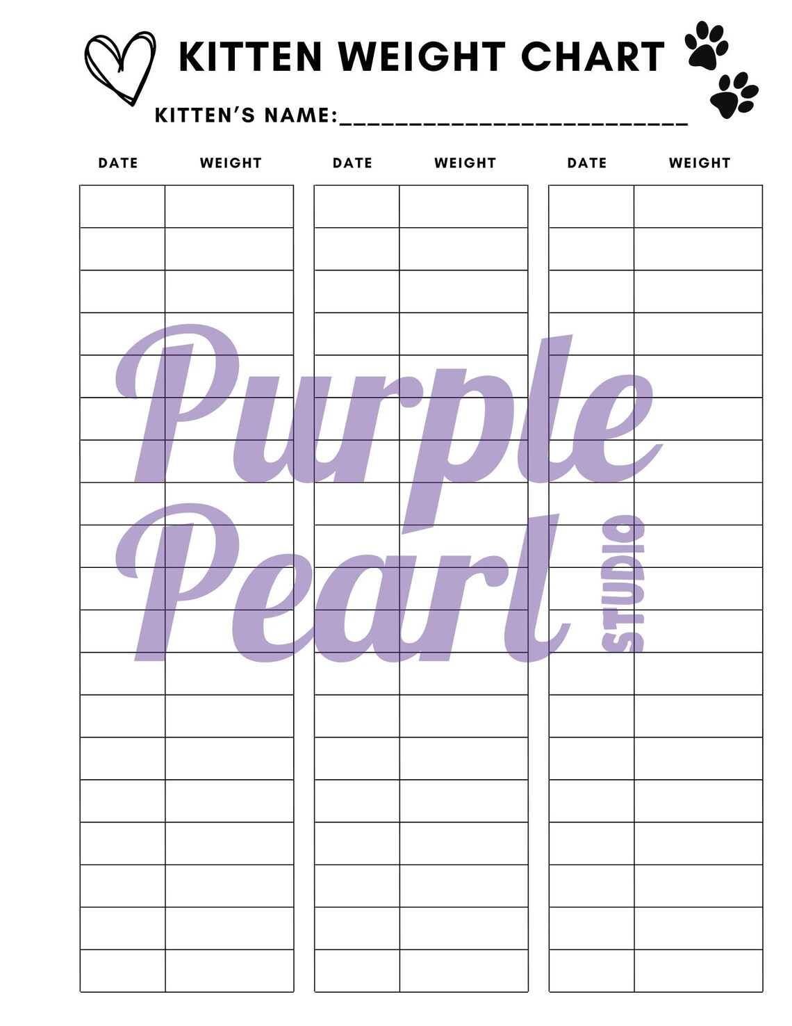 Kitten Care Tracking Sheets - Great for Fostering Kittens or Caring for ...