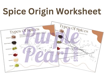 Spice Origin Printable Worksheet - Social Studies, Geography, Culinary, Home Ec Worksheet to teach children / kids / teens about spices