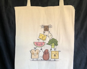 Bolsa de lona con la pirámide alimenticia