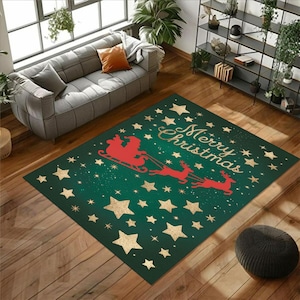 Bezauberndes weihnachtliches Weihnachtsdesign mit klassischer Weihnachtsmann- und Rentier-Illustration - Perfektes dekoratives Poster für das Zuhause oder das Büro