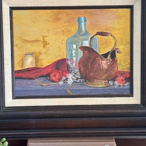 Vintage Signed Oil Painting “The Copper Scuttle “ 1973 20”x 17”