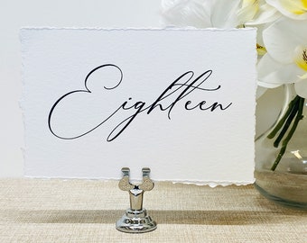 Printed Wedding Table Numbers Deckled Edge Wedding Table Number, Table Number