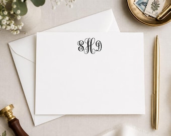 Monogram Note Cards, Personalized Stationery Cards, Set of 20 with envelopes
