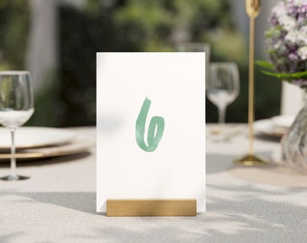 Green Watercolor Wedding Table Numbers, 1 thru 20