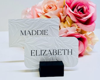 Embossed Place Cards, 3.5x2  Wedding Escort Cards, Minimalist Embossed Place Card, Personalized Wedding Seating