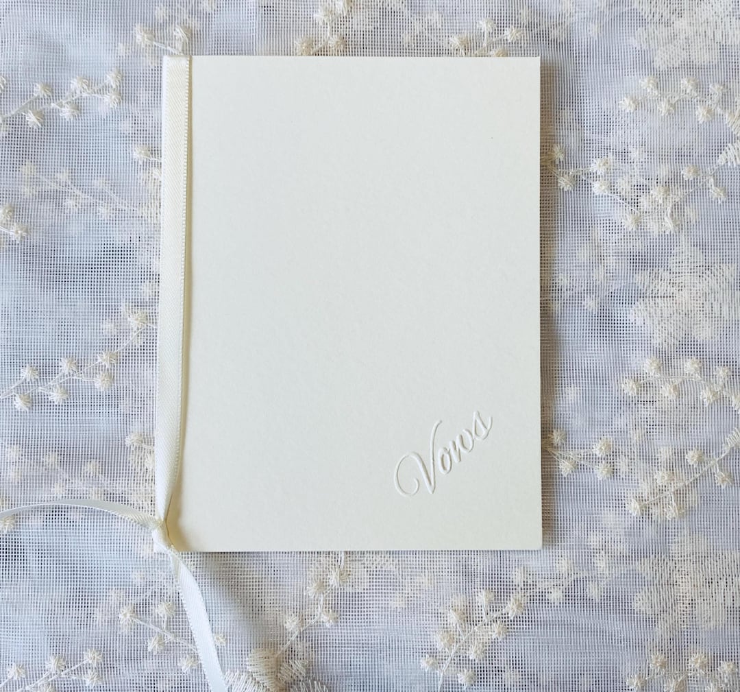 Wedding Vow Books Set of 2 Ivory — Embossed Minimalist Ceremony Keepsake