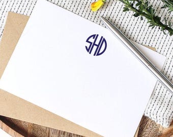 Personalized Monogram Notecards, Stationery Set of 20
