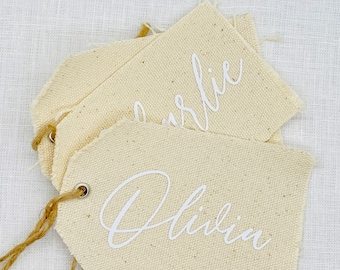 Bridesmaid Gift Tags on Canvas, Personalized Name Tags
