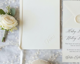 Wedding Vow Books Set of 2 Ivory — Embossed  Minimalist Ceremony Keepsake