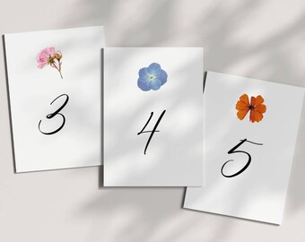 Boho Floral Table Number Digital Template, 1 thru 20