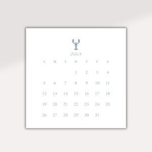 2026 Beach Desktop Calendar: Coastal Blue Shell Design (5x5&quot; Card Stock)
