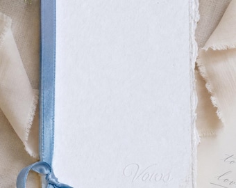 Dusty Blue Wedding Vow Books, Embossed, Set of 2