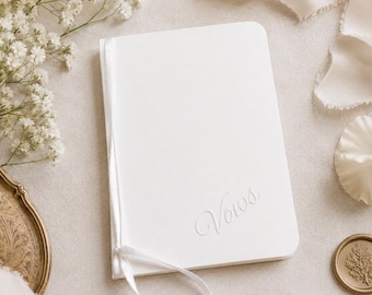 Wedding Vow Books Set of 2 Ivory Embossed Minimalist Ceremony Keepsake ( Small 3.5" x 5")