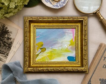 Modern Abstract Painting in Vintage Gold Frame ( 9 1/2" x 8 1/2")