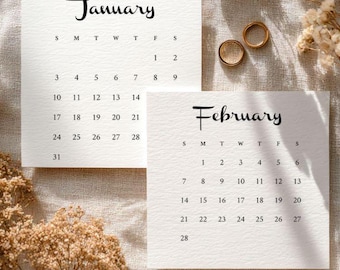 2027 Desktop Calendar, 4 x 4 Minimalist Calendar