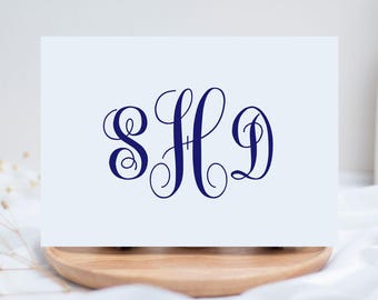 Personalized Monogram Stationery Set, Classic Note Cards
