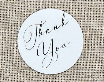 Thank You Labels, Round White Matte Thank You Labels