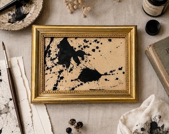 Modern Abstract Painting in Vintage Gold Frame ( 7" x 5")