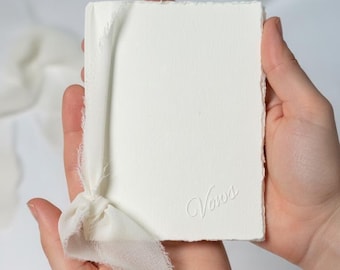 Ivory Wedding Vow Books with deckle edge, Set of 2, Minimalist, Ceremony Keepsake