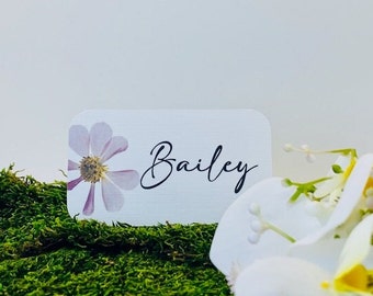 Place Cards with Pressed Flower Illustrations for Weddings, Showers, and Dinner Parties, Set of 50