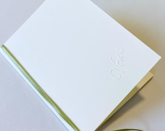 Wedding Vow Books Set of 2 Ivory, Sage Green Ribbon, Minimalist Ceremony Keepsake