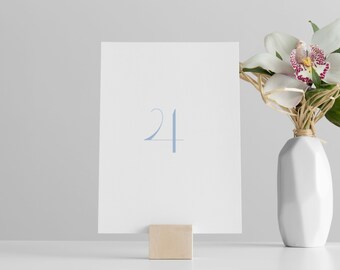 Dusty Blue Wedding Table Numbers: Modern Font, 5x7 Cardstock, 1 -20
