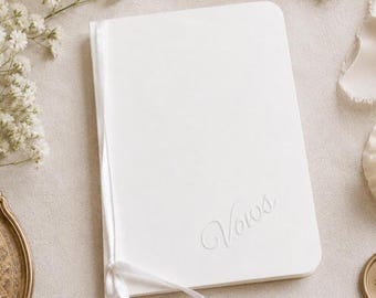 Wedding Vow Books Set of 2 Ivory Embossed Minimalist Ceremony Keepsake ( Small 3.5" x 5")