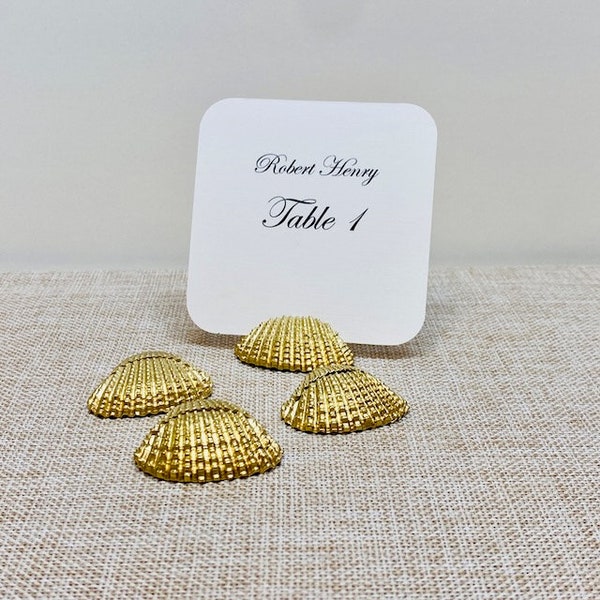 Gold Shell Place Card Holders Beach Wedding, SMALL Gold Shell Place Card Holder