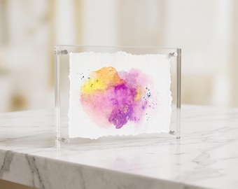 Original Paintings Abstract Watercolor Painting: 5x7 Modern Home Decor Art with acrylic frame