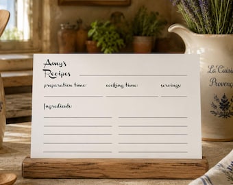 Personalized Recipe Cards on linen cardstock, 5x7 Heirloom Kitchen Gift, Set of 20