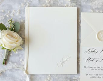 Wedding Vow Books Set of 2 Ivory — Embossed  Minimalist Ceremony Keepsake