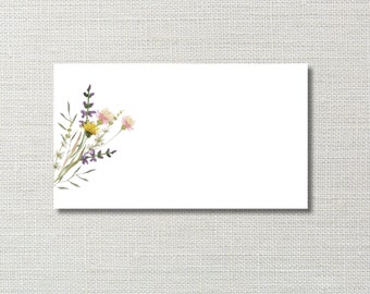 Floral Place Cards for Weddings, Parties, and Events, Wildflower Place Cards