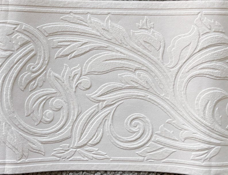 Faixa de papel de parede branca com textura marcante - Repetição de 1 ...