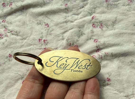 Vintage Souvenir Solid Brass Key Chain Fob - Key West, FL