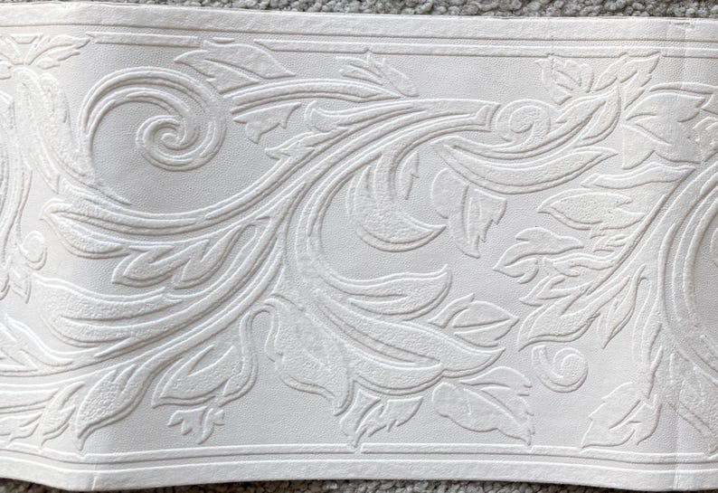 Faixa de papel de parede branca com textura marcante - Repetição de 1 ...