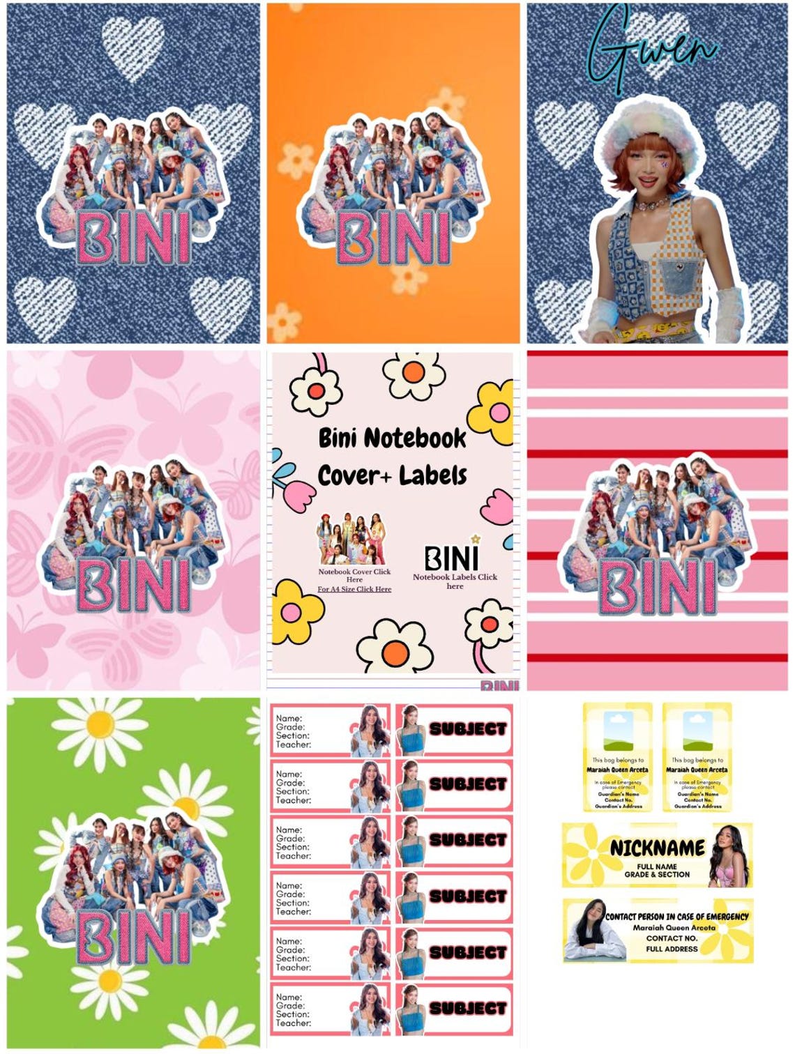 Bini Collection, Photo Cards, Slambook, Printable Set, Stickers - Etsy