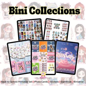 Coleção Bini, Cartões Fotográficos, Slambook, Conjunto para Imprimir, Adesivos