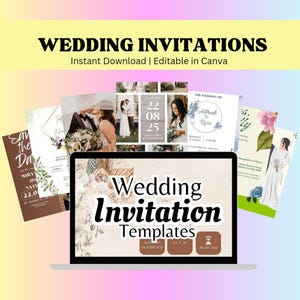 Hochzeitseinladungsvorlagen 50+ Designs, mit Freebies, Sofortdownload, Bearbeitbar in Canva, mit PLR