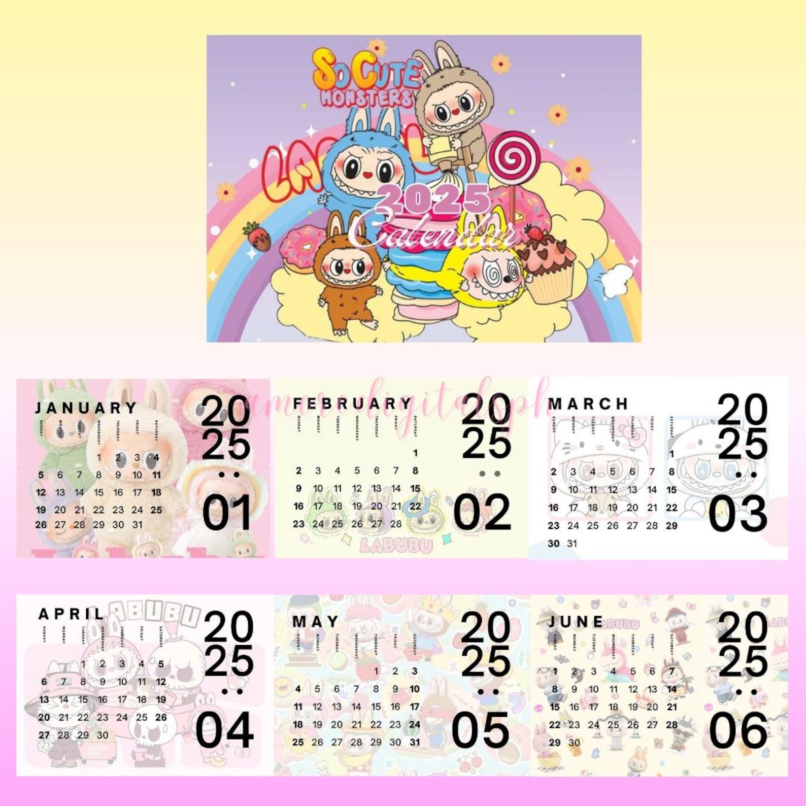 Labubu 2025 Calendar Template Ready To Print Pdf File Etsy Il Nvb6